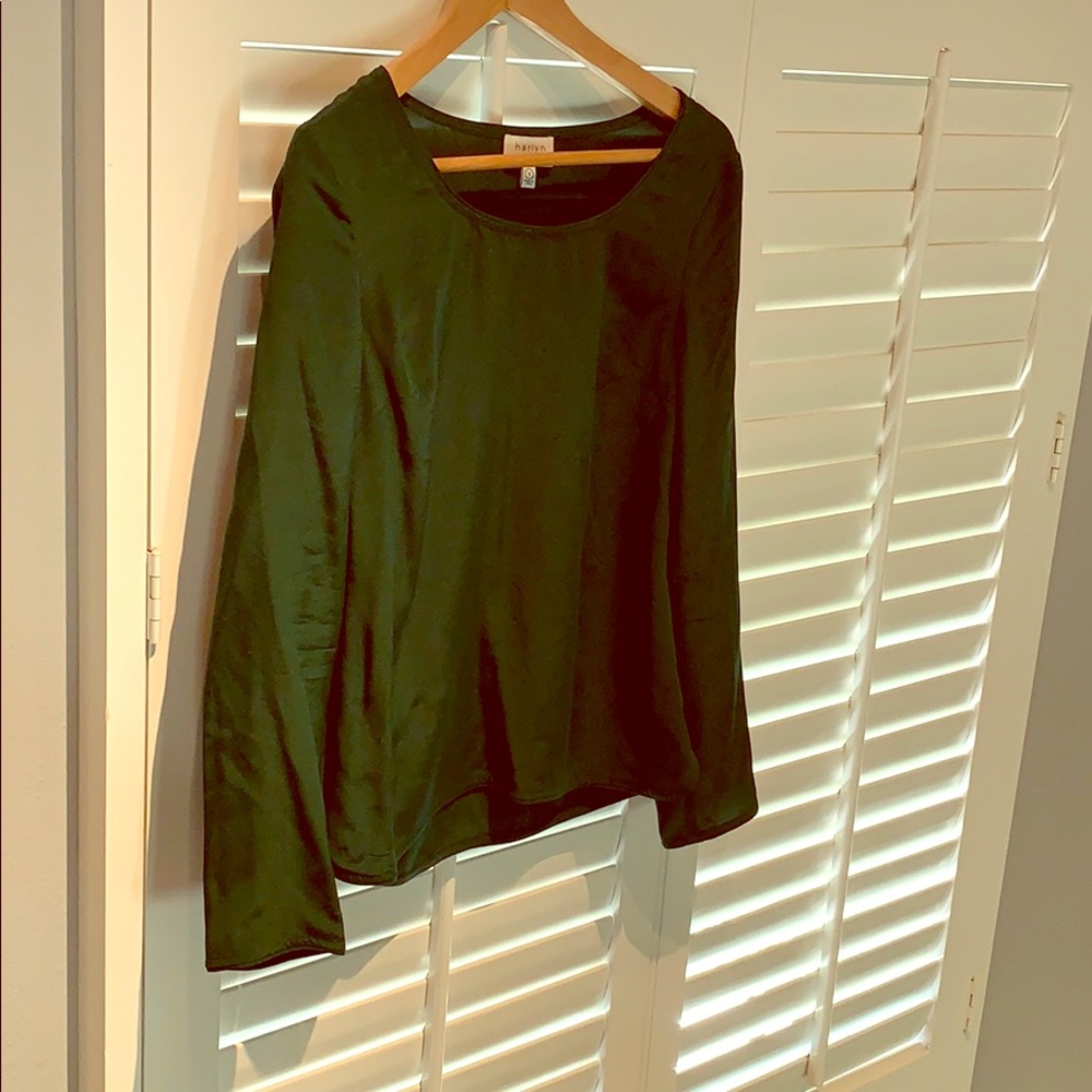 Anthropologie harlyn green silk blouse